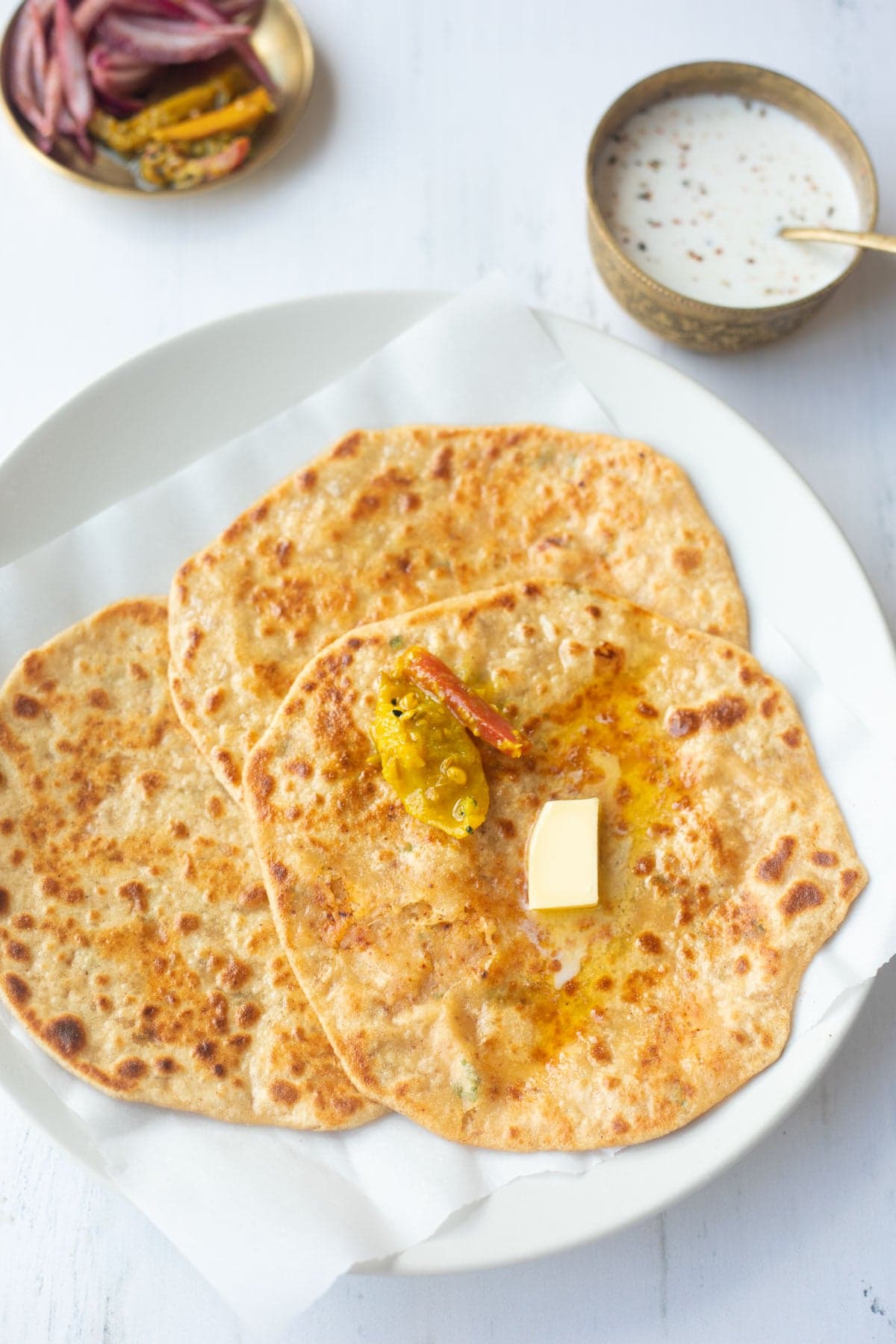 Mooli Paratha with Yogurt