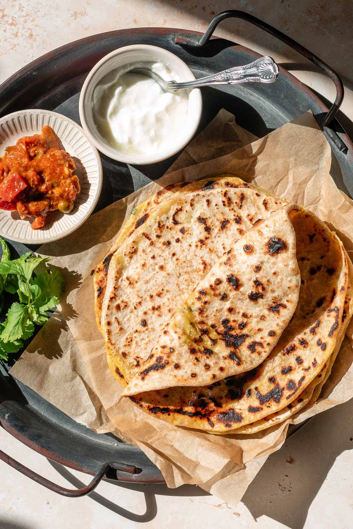Mix Paratha with Yogurt